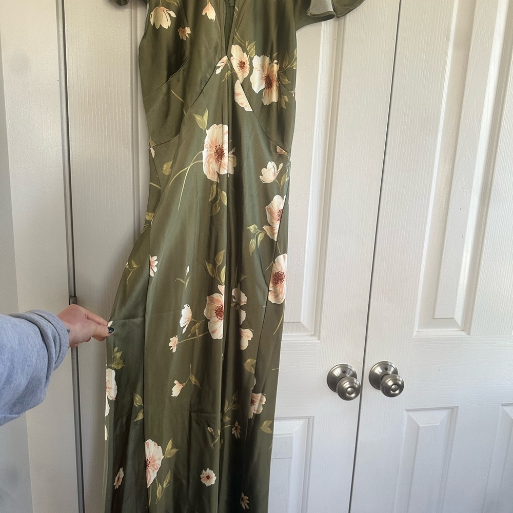Old Navy Olive Floral Occasion Dress